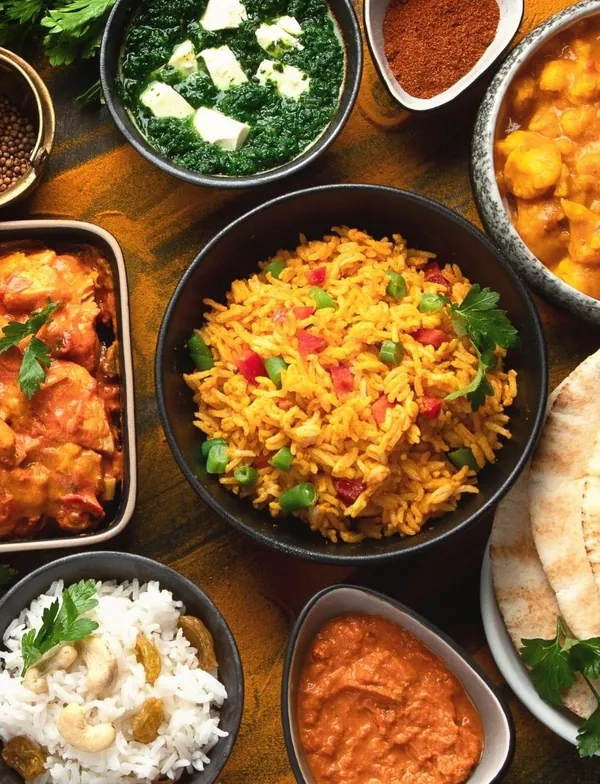 Indian dishes on a table