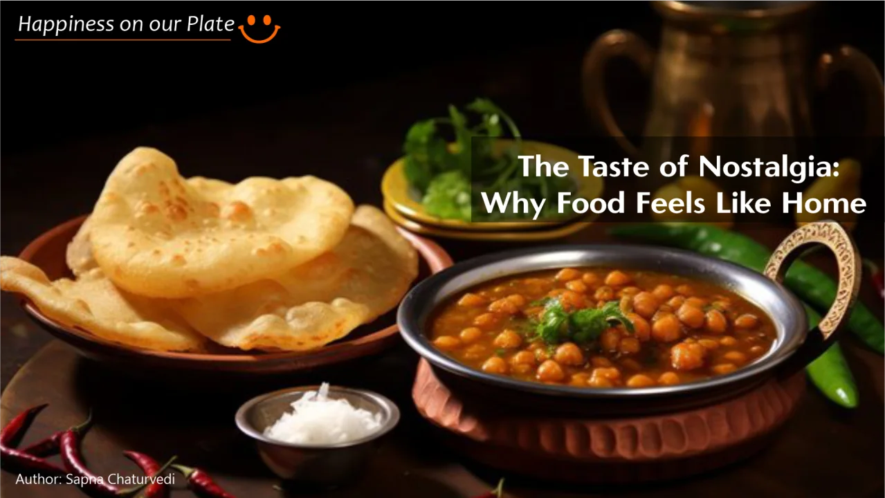 Nostalgia cover showing chickpea curry and puffed bread; not the rejected pani puri image.