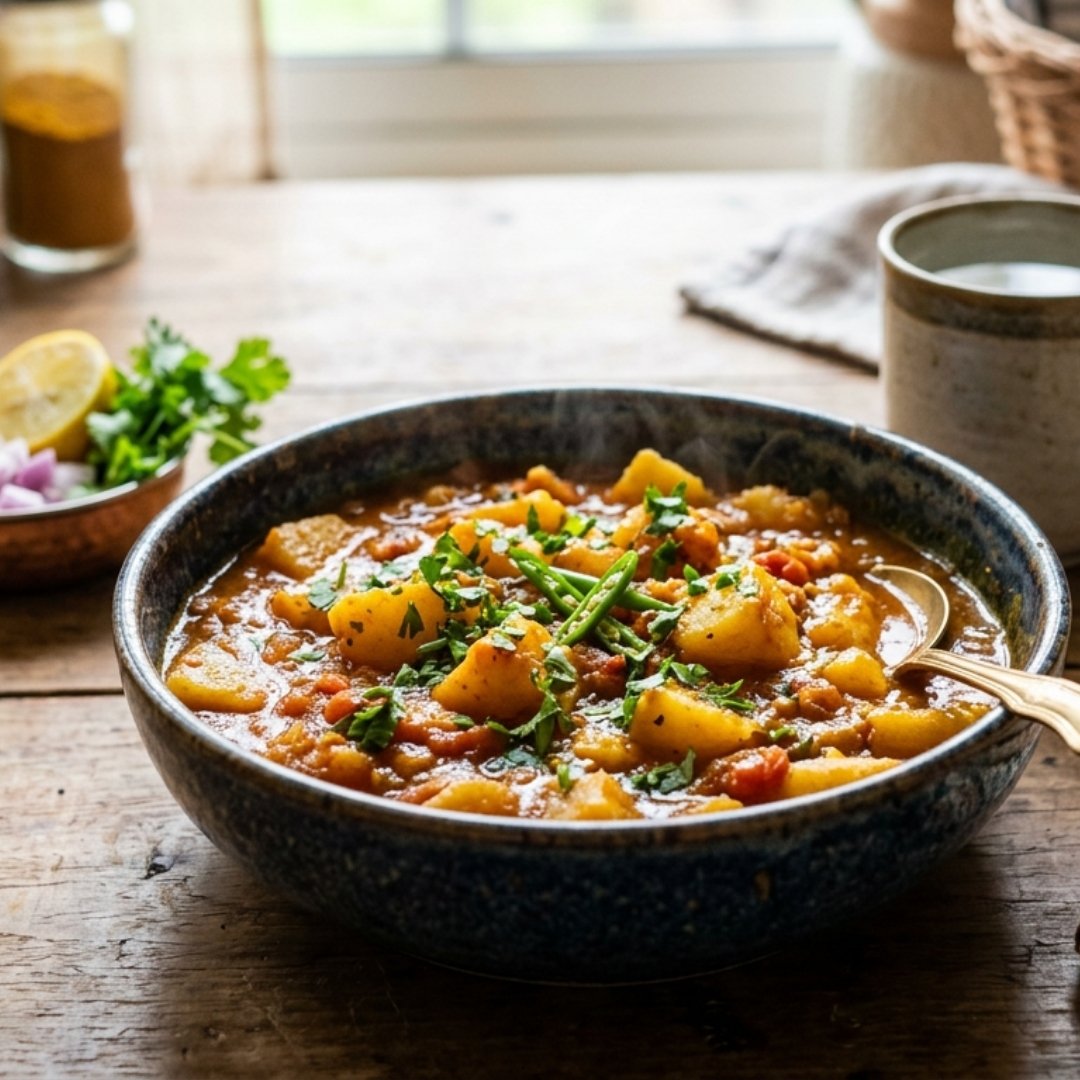 Vegan Mutter Paneer with Raseele Aloo Magic